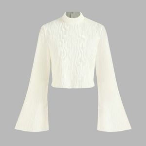 NWT Textured Bell Sleeve High Neck Top